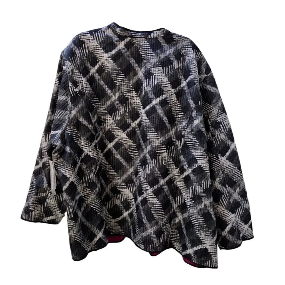 Catherines Jacket Women's 5X Black Reversible QUILTED Long Sleeve Open Front NWT
